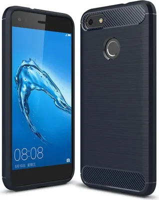 Produktbild von Schutzhülle Handyhülle für Huawei Y6 (2017) Case Cover Carbon Optik Blau