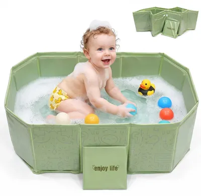 Obrázok produktu pre Detská vanička, skladacia – protišmyková konštrukcia – prenosná – 75 × 45 cm – bez BPA – pre pohodlné kúpanie – detská vanička