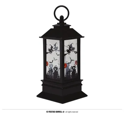 Immagine prodotto di Lanterna di Halloween Decorazione spaventosa Zucca Streghe Scene Cimitero Nero, Colore: Nero
