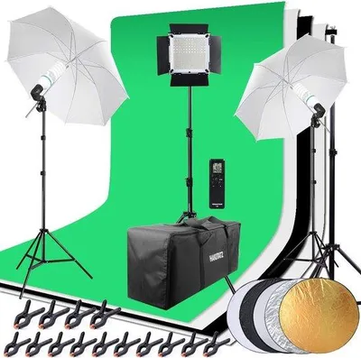 Produktbild von Professionelles Lichtset für Fotostudios mit Hintergrund und Schutzblende