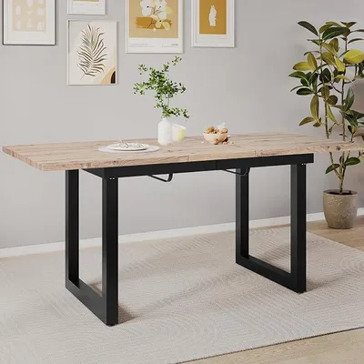 Zdjęcie produktu dla Rozkładany stół jadalny, nowoczesny, prostokątny, rozkładany, wymiary: 140/180 x 80 x 75 cm, imitacja dębu + czarny