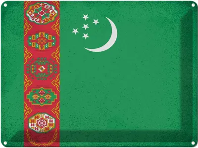 Produktbild von vianmo Blechschild 30x40 cm Turkmenistan Flagge Fahne Wappen
