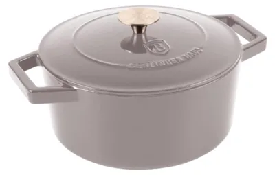 Obrázek produktu pro Smaltovaný litinový hrnec s poklicí 24 cm, 4,35 l Berlinger Haus Taupe Collection BH 6525, vynikající rozvod tepla, vhodný do trouby/plotny