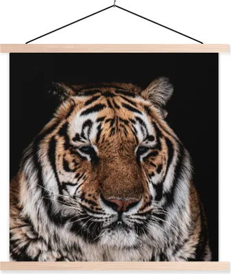 Produktbild von MuchoWow® Textilposter Tiger - Tiere - Orange 120x120 cm mit holzfarbenen Rahmen - Textil-Poster