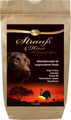 Produktbild von DOGREFORM Strauß und Hirse  Trockenfutter für den Hund Hundefutter ohne jedliche Chemie glutenfrei Single Protein, Hypoallergen 3kg für alle Hunde die ein hochwertiges Exklusives Futter erhalten sollten und für Hunde die sensitiv oder allergisch auf due Hauptallergieauslöser regagieren