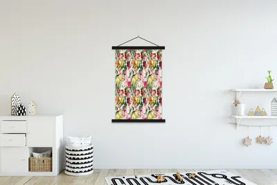 Produktbild von MuchoWow® Textilposter Rosen - Blumen - Muster - Farben 120x180 cm mit schwarzem Rahmen - Fotos