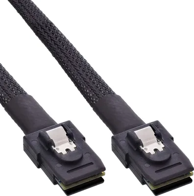 Produktbild von InLine SAS Kabel int., Mini-SAS SFF-8087/Mini-SAS SFF-8087, m. Sideband, 0,5m, 0,5 m, Mini SAS SFF-8087 male, Mini-SAS 36pin SFF-8087, Männlich/Männlich, Schwarz, 40 g