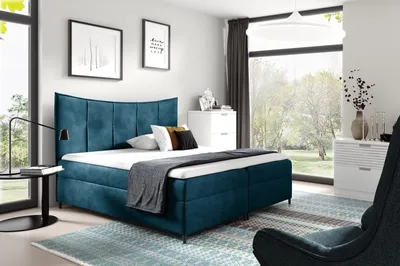 Produktbild von Boxspringbett IRINI – 180x200, Blau + GRATIS Topper