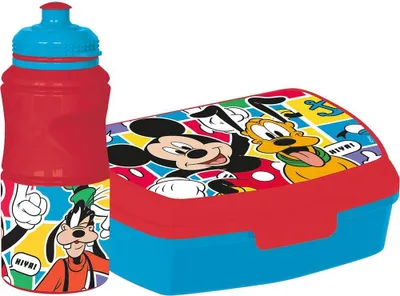 Productafbeelding van Lunchbox met fles, Mickey Mouse, model CZ11277, 380 ml, 17 cm, kunststof