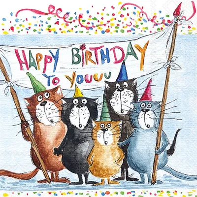 Image de 20 serviettes anniversaire chat