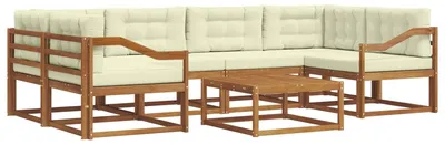 Produktbild von vidaXL Outdoor-Sofagarnitur mit Kissen 7 pcs Natur und Creme