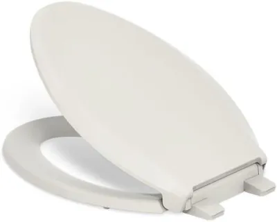 Productafbeelding van Toiletbril - Langwerpige zitting - Comfortabel Gebruik - Geruisloos Sluiten - Langwerpig - Amandel