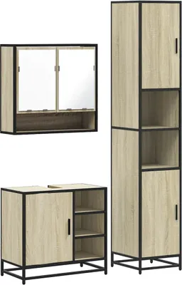 Produktbild von vidaXL 3-tlg. Badmöbel-Set Sonoma-Eiche Holzwerkstoff