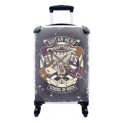Produktbild von MuchoWow® Koffer Handgepäck Trolley Rollkoffer Kleine Reisekoffer mit 4 Rollen - Gitarre - Retro - Illustration - Cabin Size < 55x40x23 cm & 55x40x20 cm - Fotokoffer - Kabinenkoffer - Boardgepäck - Reise-Box - Reisekoffer - Reisegepäck - Koffer mit Bild - Trolley für Kinder