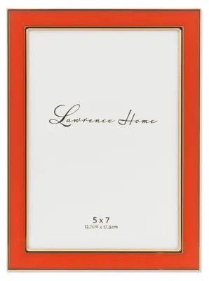 Productafbeelding van Elegant gouden fotolijst met oranje emaille, formaat 5x7