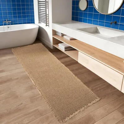 Immagine prodotto di Tappeto da bagno antiscivolo, lavabile, stile boho, color marrone, 60x180 cm