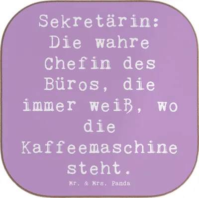 Produktbild von Mr. & Mrs. Panda Untersetzer Glas Spruch Sekretärin Chef - Lavendeltraum - Geschenk, Büroalltag, bieruntersetzer, Tassenuntersetzer, gläseruntersetzer, Korrespondenz