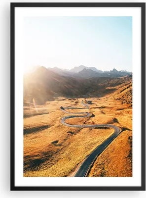Produktbild von Gerahmtes Poster - Schwarzer Rahmen - Sonne Berge Weg - 50x70 cm - Wand Bild - Wanddeko - Wandbilder - Kunstposter - Wandposter - Bilderrahmen - Bilder - Kunstdruck - Wanddekoration - P2BPA50x70-4836