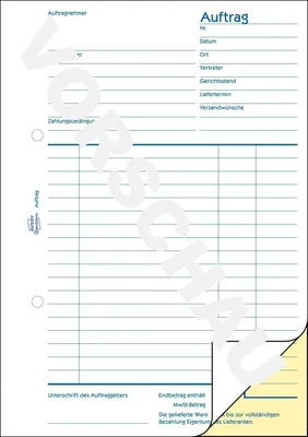 Produktbild von Formularbuch Auftrag A5 2x40 Blatt selbstdurchschreibend Packung mit 10 Stück