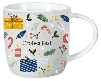 Porzellan-Kaffeebecher 300 ml mit Weihnachtsspruch