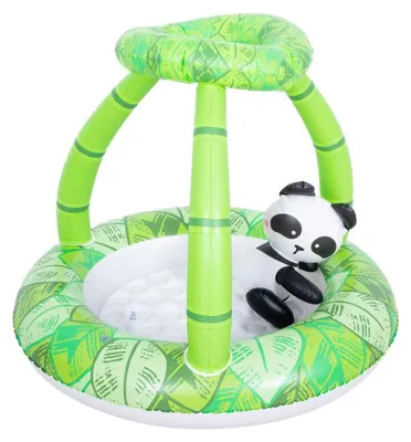 Produktbild von SunClub Baby Planschbecken Panda Ø 98 x 80 cm mit Dach und aufblasbarem Boden