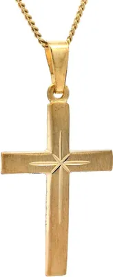 Produktbild von Gold Anhänger Kreuz  mit Goldkette massiv 333 - 8 Karat Gold 38 cm