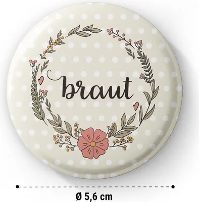 Produktbild von Buttons Blumenstrauß JGA 12 Buttons 5,6 cm extra groß JGA-Geschenk