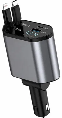Obrázek produktu pro RealG RC-K-1955 Nabíječka do auta s navíjecími kabely 100 W, USB-C/Lightning, 80 cm