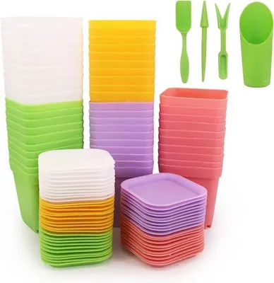 Immagine prodotto di Piccoli vasi da fiori in plastica dello spessore di 7 cm per erbe aromatiche e piante grasse