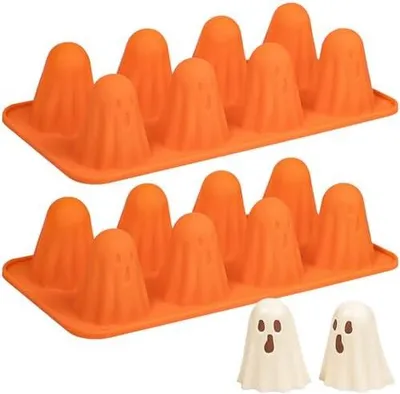 Produktbild von Halloween-Silikonform in Geisterform, Schokoladen- und Pralinenform, 2 Stück, Pudding- und Backform für Schokolade, Süßigkeiten und Eiswürfel