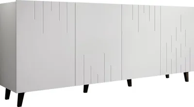 Produktbild von MIRJAN24 Kommode Bari, Wohnzimmer Highboard mit 4 Türen, Stilvoll Fronten gefräst, Ohne Griffe (Farbe: Weiß)