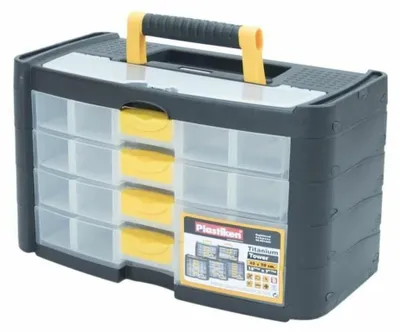 Image de Boîte à outils - Plastiken - 90004_NOIRE - 4 petits tiroirs - Titane - Plastique