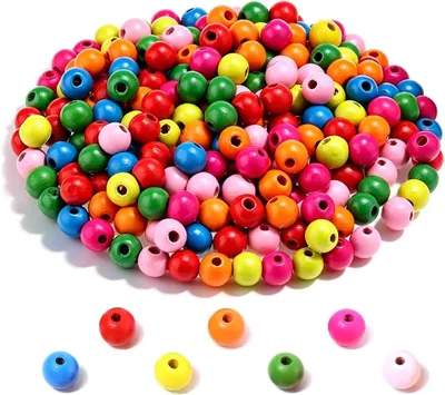 Produktbild von Holzperlen bunt, 10 mm, 1700 Stück, zum Auffädeln für Kinder