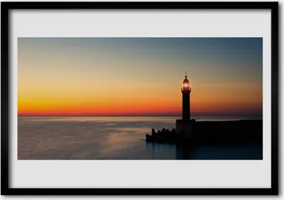 Produktbild von Bild 70x50 MDF-Rahmen Wandkunst Leuchtturm-Landschaft