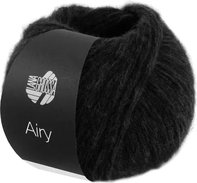 Produktbild von Lana Grossa AIRY 50 g flauschige Netzgarnstruktur aus Baumwolle 170 m Farbe 010 - Schwarz