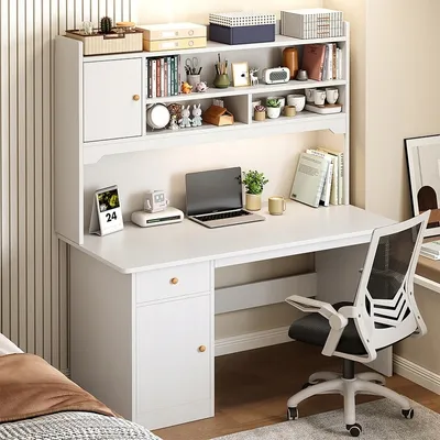 Zdjęcie produktu dla Biurko Komputerowe Białe Loft Pod Laptop Stolik Z Regałem Gamingowe Duże