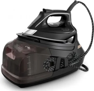 A product shot of a Rowenta steam generator iron on a white background.
