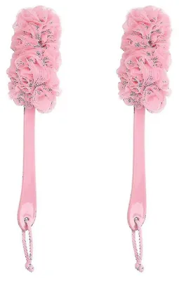 Produktbild von Rückenbürste für die Dusche, Rückenbürste mit langem Griff für die Dusche, weicher Nylon-Netzschwamm – Rosa