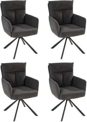 Produktbild von Polsterstühle - Dunkelgrau - Schwarz - Cord - Metallgestell - drehbar - 4er Set