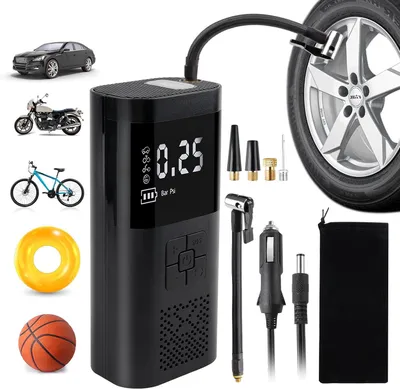 Produktbild von LCD Elektrische Akku Luftpumpe mit 6000mAh Akku Auto Fahrrad Reifen Druckluft Kompressor