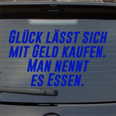 Produktbild von Heckscheibenaufkleber Glück lässt sich mit Geld kaufen. Man nennt es Essen. 55x32 cm Dunkelblau Auto Aufkleber Sticker