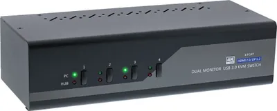 Produktbild von InLine KVM Desktop Switch, 4-fach, Dual Monitor, DP + HDMI, 4K, USB 3.0, Audio, 3840 x 2160 Pixel, 4K Ultra HD, Schwarz, Grau