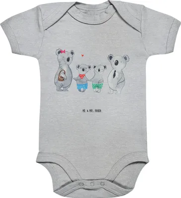 Produktbild von Mr. & Mrs. Panda overall baby Koala Familie zwei 3. - 6. Monat - Heather Grey - Geschenk, Einteiler, babyanzug, Babybody kurzarm, Koalabär, Muttertag, Strampler, Zusammen