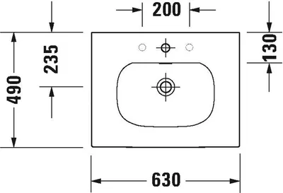 Produktbild von Duravit DU Möbelwaschtisch Viu 630mm, Weiß mit Überlauf, mit HLB, 1 Hahnloch