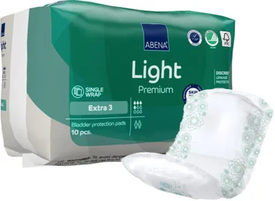 Produktbild von Abena Einlage Light Extra 3 Premium mit Fixierstreifen Maße: 33x11 cm, einmaliger Gebrauch, Inhalt 10 Stück  Größe