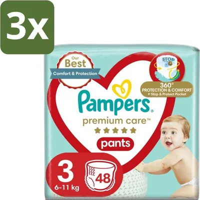 Image de Pampers – Couches-culottes – Couches premium taille 3 – 48 couches – Pack économique – 3 pièces