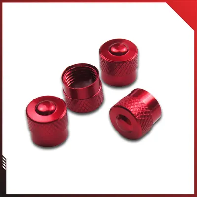 Produktbild von Schrader Ventilkappen; Aluminium Racing; 4er Set; Farbe: Rot