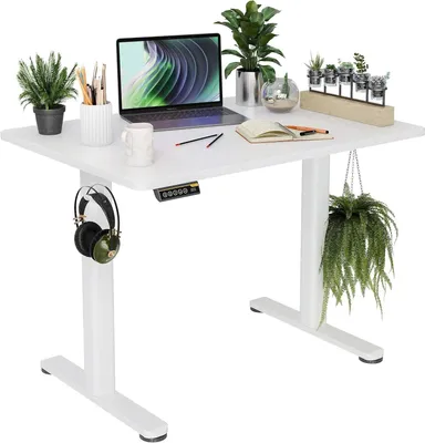 Zdjęcie produktu dla Biurko Zitsta - Biurko elektryczne - Regulowane wysokościowo - Ergonomiczne biurko - Biurko do pracy w domu - 100x61 cm