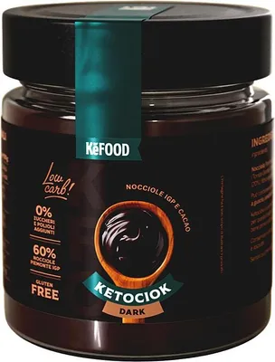 Produktbild von Kefood - Ketociok Dark Haselnusscreme 60 Prozent Nocciole IGP - Zero Zucker ohne Maltit - mit präbiotischer Inulin - Keto Low Carb laktosefrei glutenfrei 250 g
