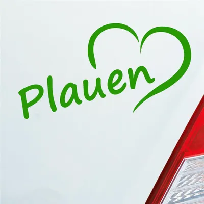 Produktbild von Auto Aufkleber Plauen Herz Stadt City Liebe Love Heimat 15,5x8 cm Hellgrün Sticker Heckscheibenaufkleber